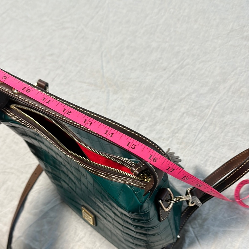 Dooney & Bourke Croc Teal and Brown Paige Crossbody and Shoulder Bag - Picture 7 of 7